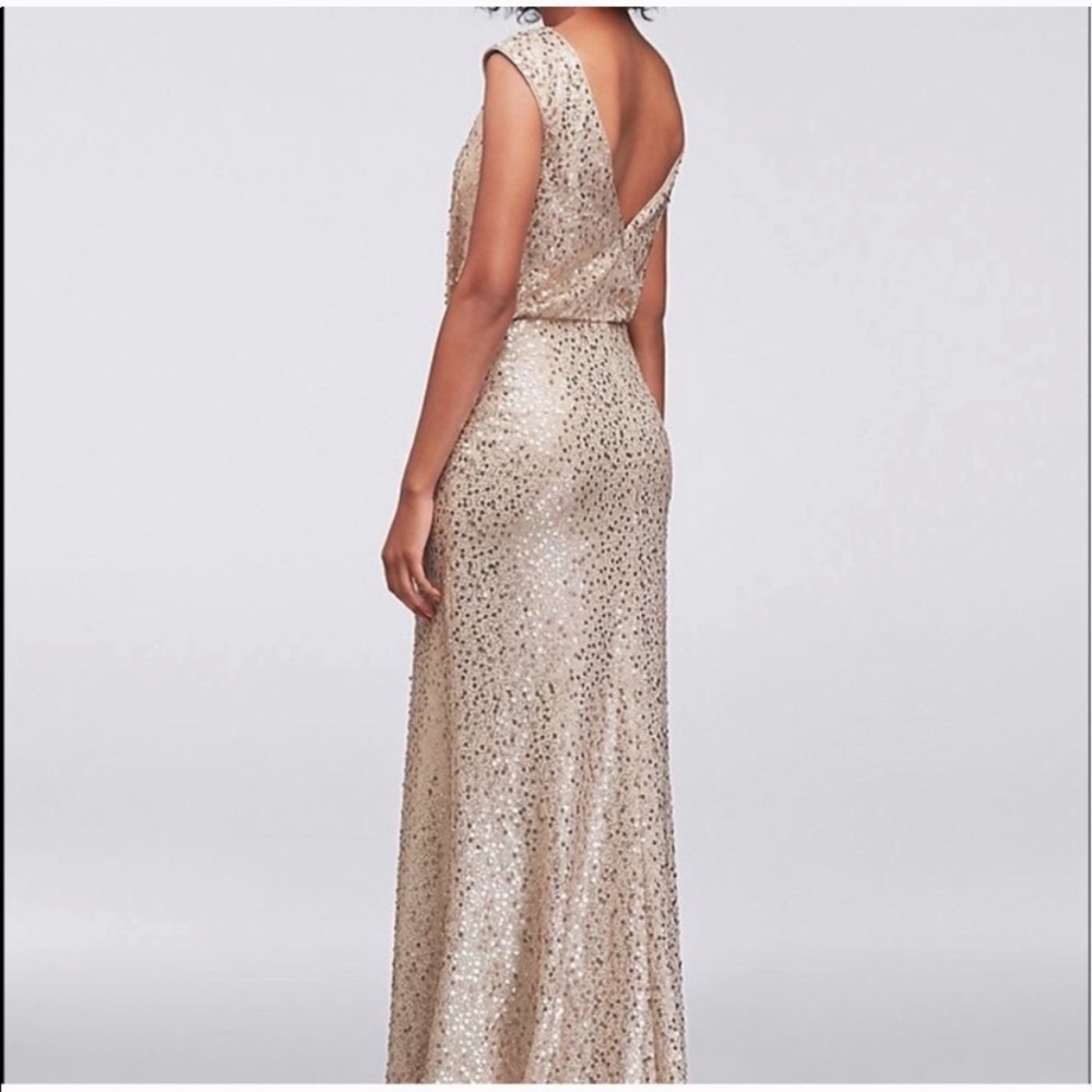 David’s Bridal Gold Sequin Dress
